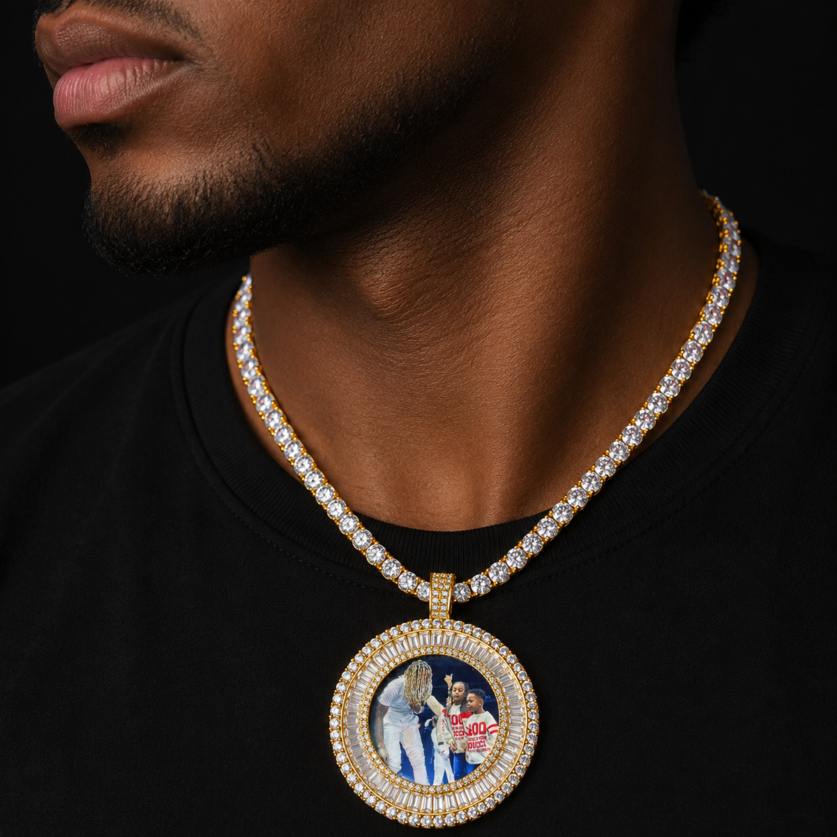 Bubble Letter Custom Photo Pendant for Men Picture Memory Personalized Necklace Real Copper Charm Hip Hop Jewelry