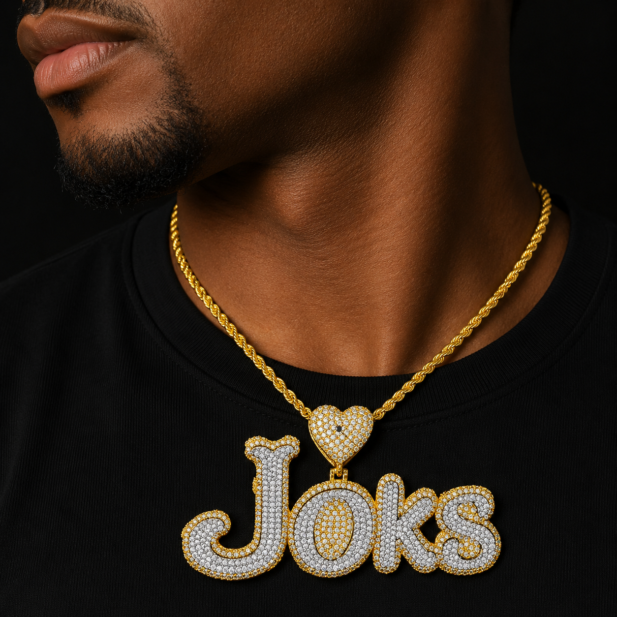 Bubble Letter Custom Name Necklace for Men Personalized Pendants Rapper Iced Out Charms Real Gold Plated Hip Hop Jewelry