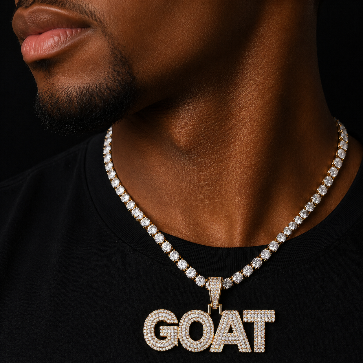 Bubble Letter Iced Out Pendant Customized Name Necklace for Men Two Tone Double Layers Hip Hop Jewelry