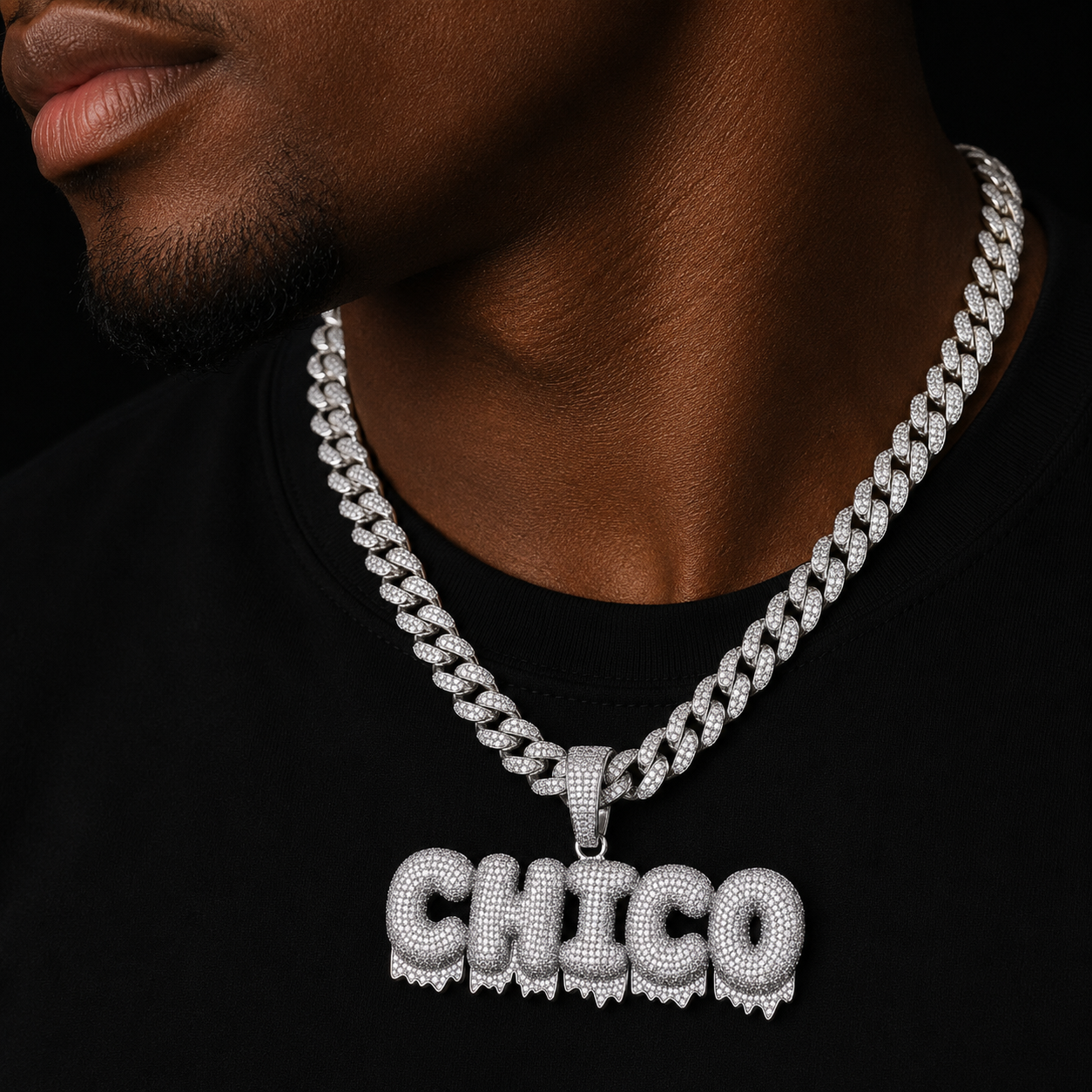 Bubble Letter Custom Name Necklace for Men Drip Personalized Pendant Iced Out Charms Zircon Hip Hop Fashion Jewelry Collares Hom