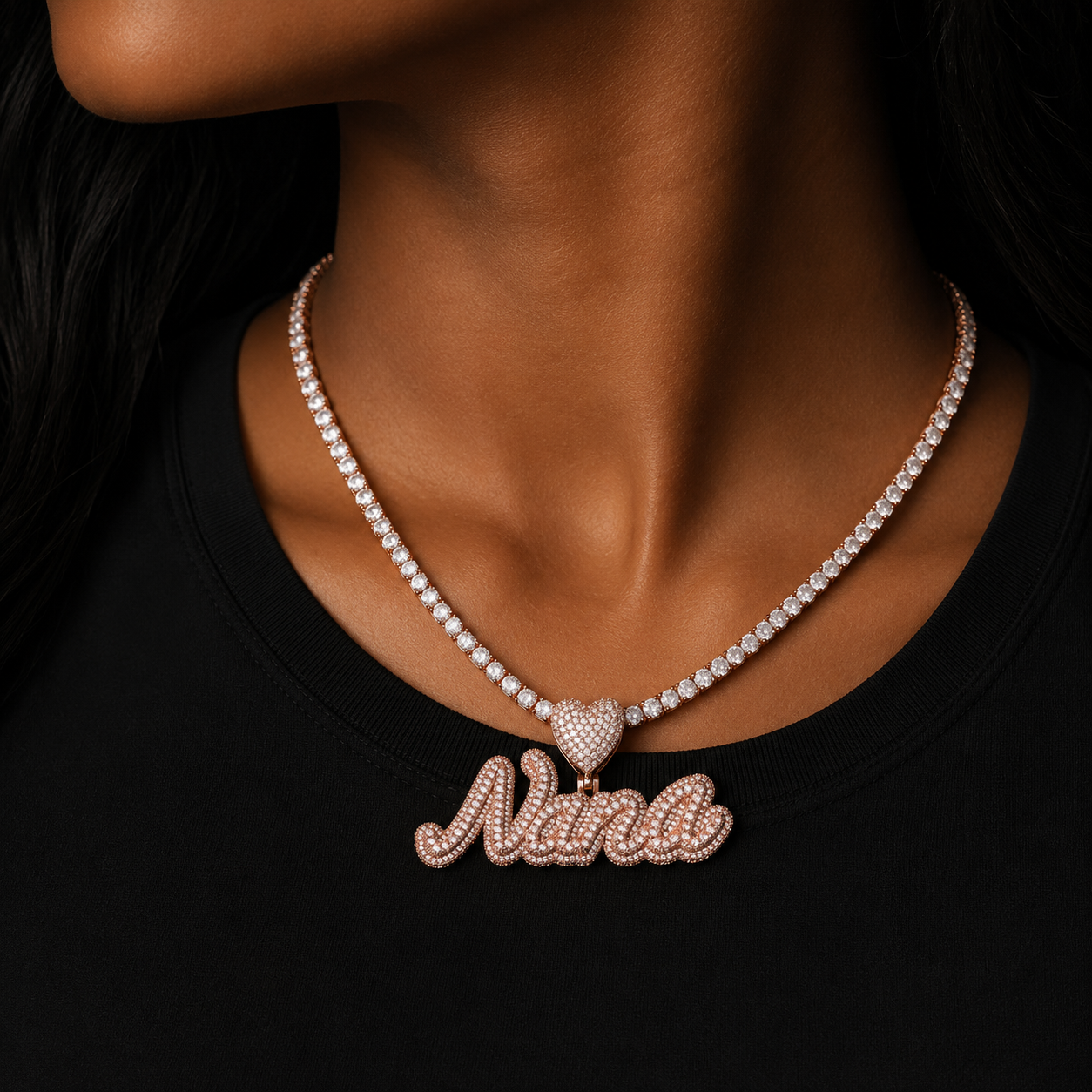 Bubble Letter Custom Name Necklace for Women Iced Out Pendant Hip Hop Jewelry 2022 Trend Drop Shipping  Best Selling