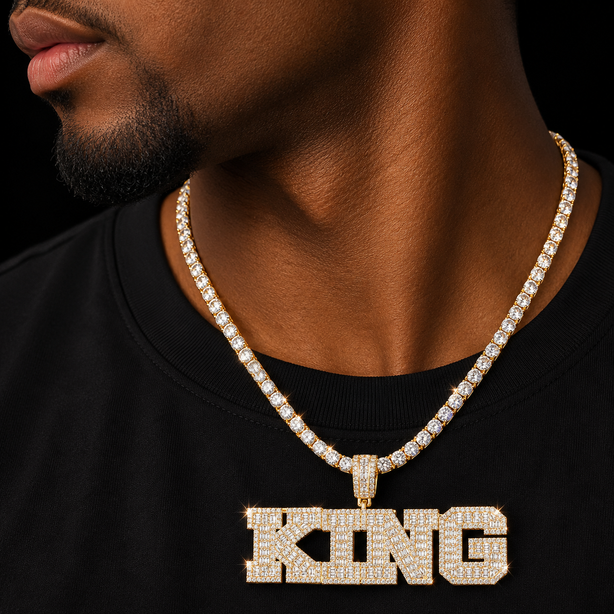 Bubble Letter Custom Name Necklace for Men Baguette Personalized Pendant Solid Base Charms Hip Hop Rock Street Jewelry 2022 Gift