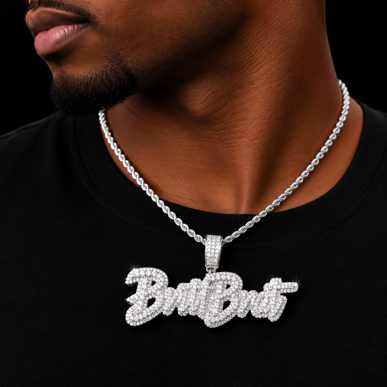 Custom Name Pendant White Gold Necklace Men Rock Street Hip Hop Jewelry