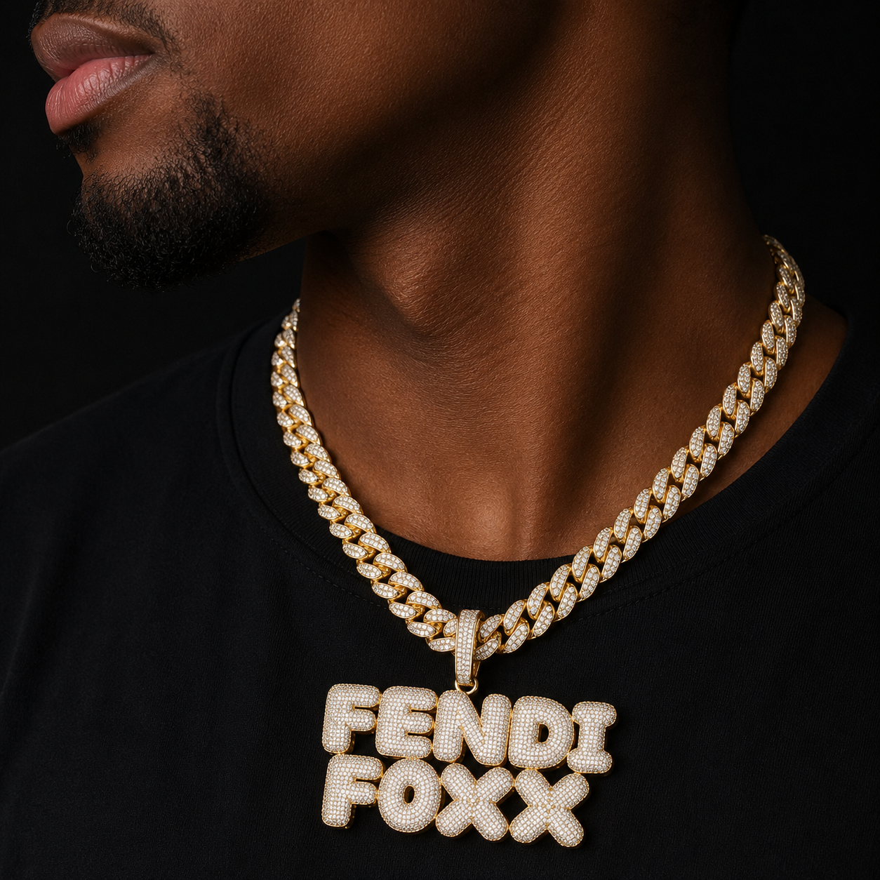 Bubble Letter Custom Name Pendant Men Necklace Real Gold Plated Hip Hop Jewelry Charms Chain Free Shipping Items