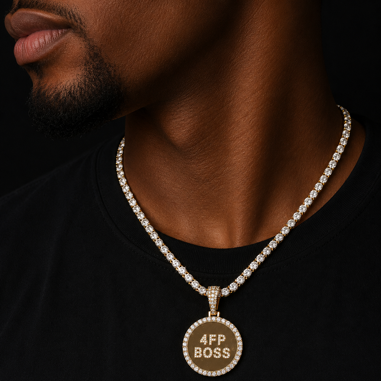 Bubble Letter Iced Out Pendant Custom Name Circle Necklace for Men Real Gold Plated Hip Hop Jewelry