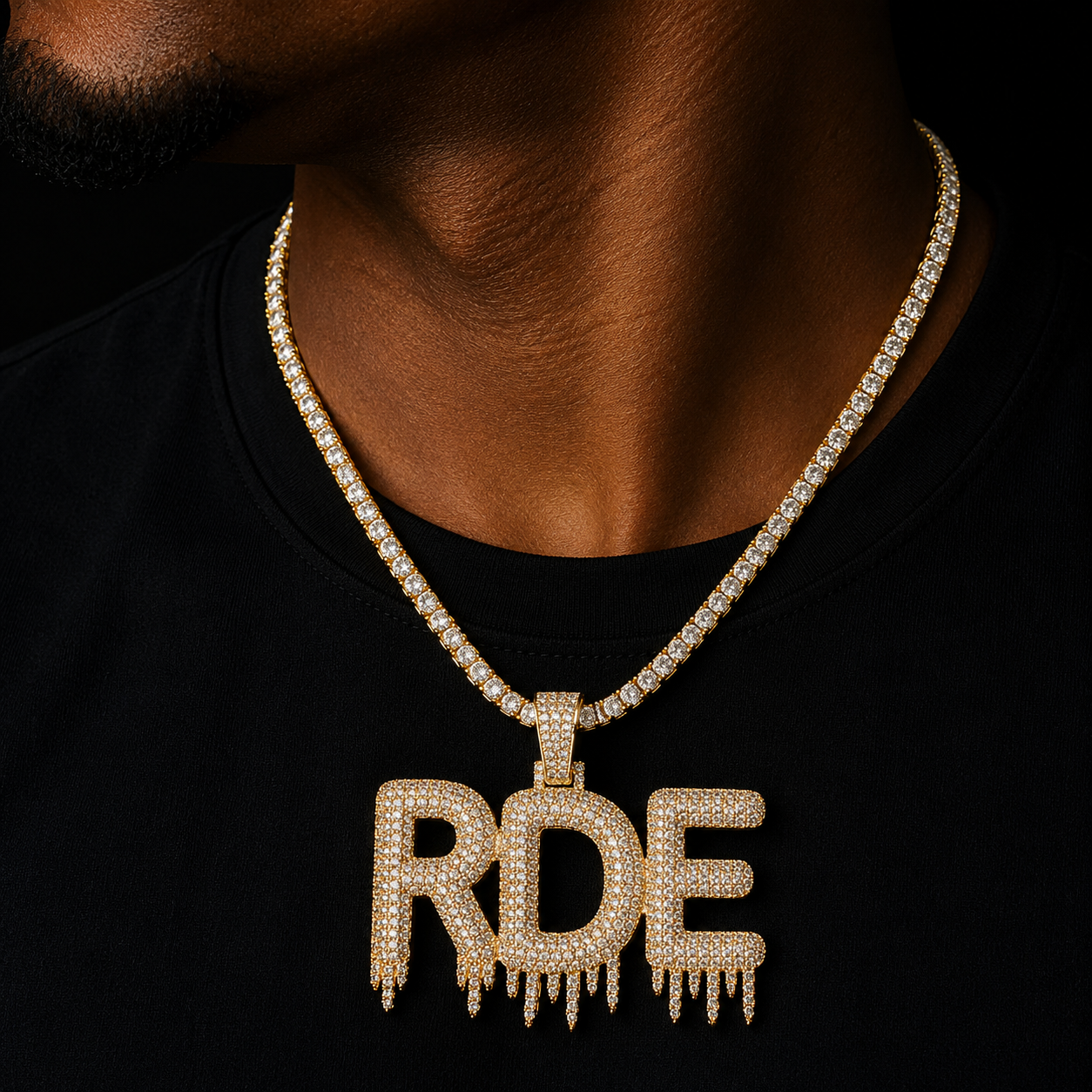 Bubble Letter Custom Name Necklace for Men Real Gold Plated Hip Hop Jewelry Charms Drippy Gift