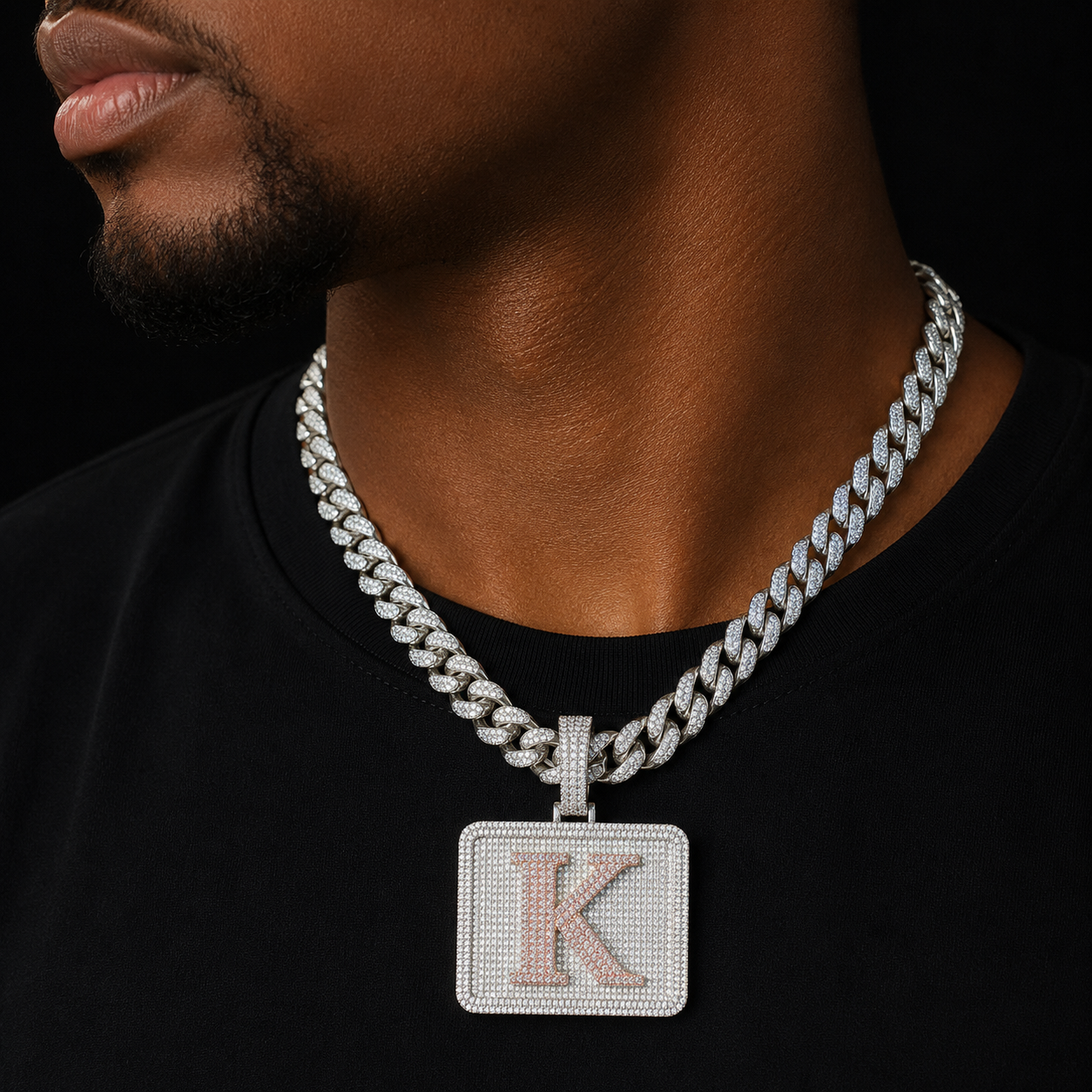Bubble Letter Custom Name Necklace for Men Micro Pave Prong Setting Iced Out Personalized Pendant Dog Tag Charm Hip Hop Jewelry