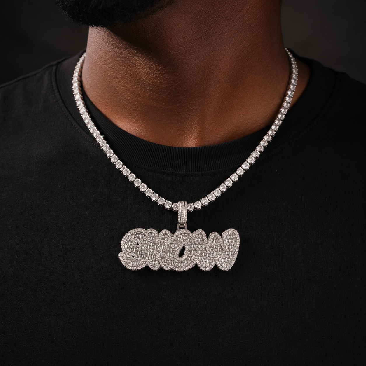 Bubble Letter Baguette Customized Jewelry Name Plated Personalized Necklace for Men Iced Out Pendant Hip Hop Charms