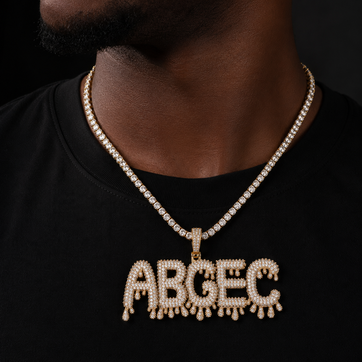 Bubble Letter Custom Name Necklace for Men Personalized Pendant Small Drippy Iced Out Charms  Zircon Hip Hop Fashion Jewelry
