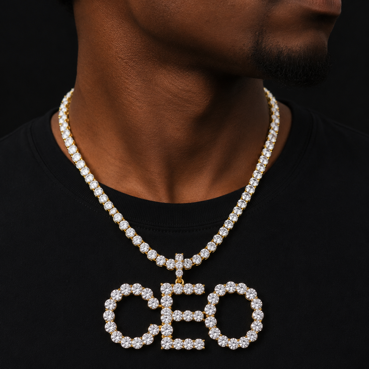 Bubble Letter Custom Name Necklace for Men Tennis Personalized Pendant Real Gold Plated Hip Hop Jewelry Iced Out Charms