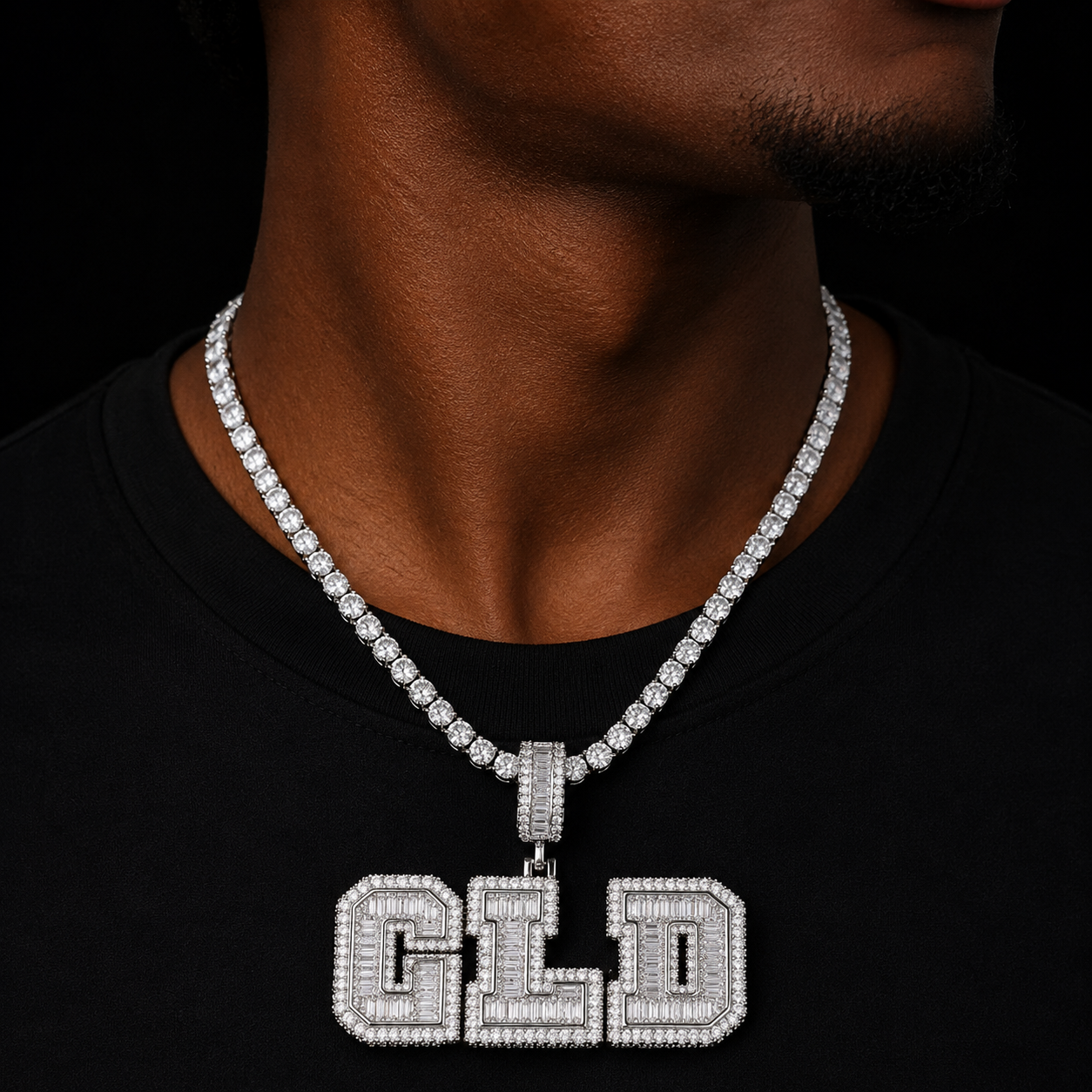 Bubble Letter Custom Name Necklace for Men Personalized Pendant Cubic Zircon Real Gold Plated Hip Hop Rock Fashion Jewelry