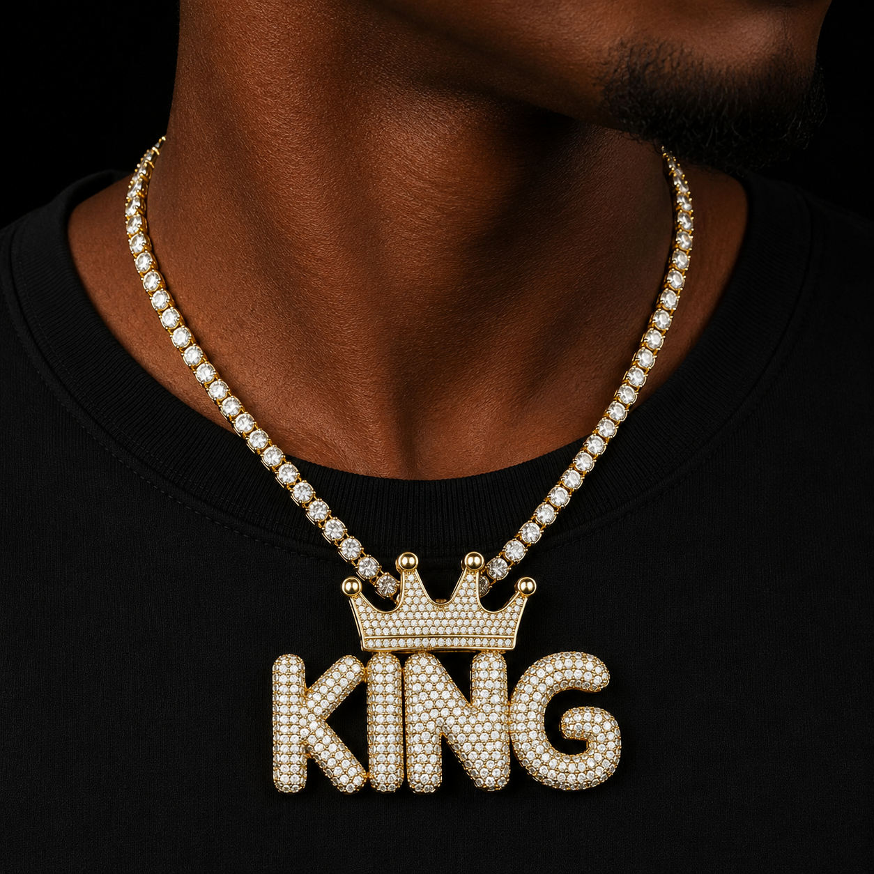Crown Small Bubble Letters Necklaces & Pendant Gold Color Custom Name Hip Hop Jewelry