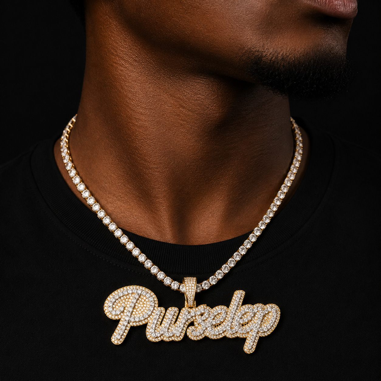 Bubble Letter Iced Out Custom Name Necklace for Men Personalized Pendant Real Gold Plated Charms Hip Hop Jewelry Free Shipping