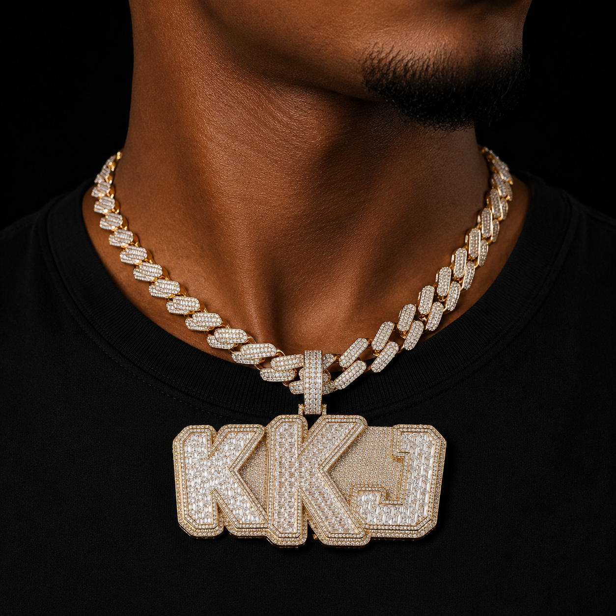 Bubble Letter Big Siamese  Baguette Necklace Custom Name Chain for Men Iced Out Pendant  Hip Hop Rock Rapper Jewelry