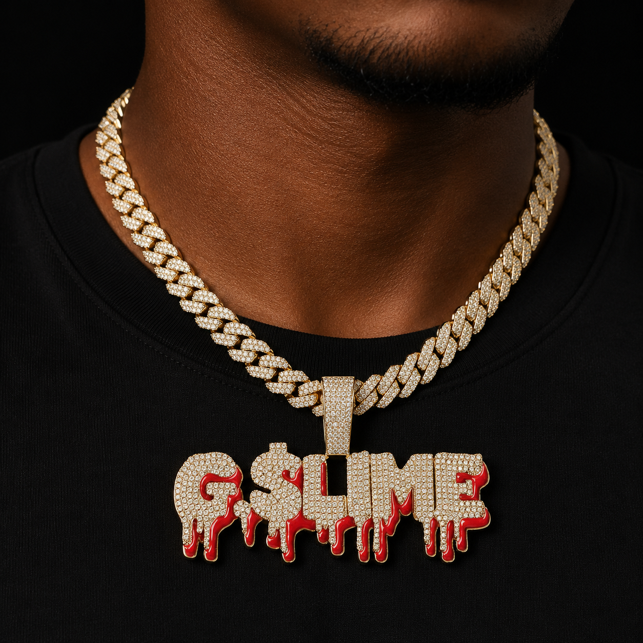 Custom Name Pendant for Men Glow In Dark Drip Real Gold Plated Hip Hop Jewelry