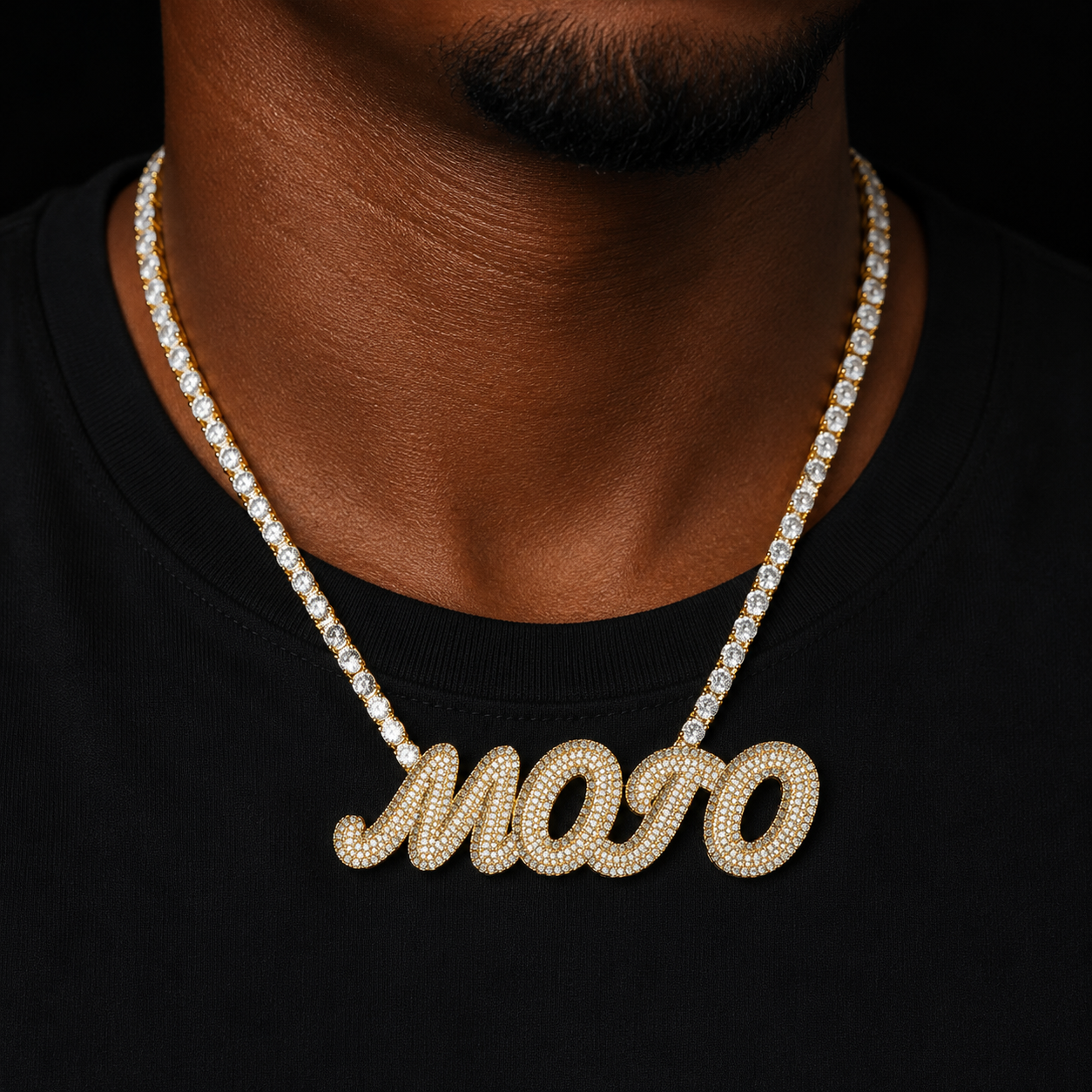 Bubble Letter Custom Name Necklace for Men Personalized Choker Chain Real Gold Plated Hip Hop Jewelry Free Shipping Collares Hom