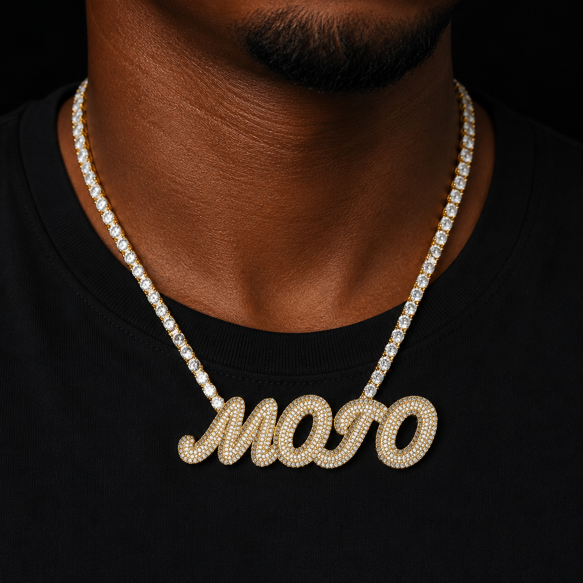 Bubble Letter Custom Name Necklace for Men Personalized Choker Chain Real Gold Plated Hip Hop Jewelry Free Shipping Collares Hom