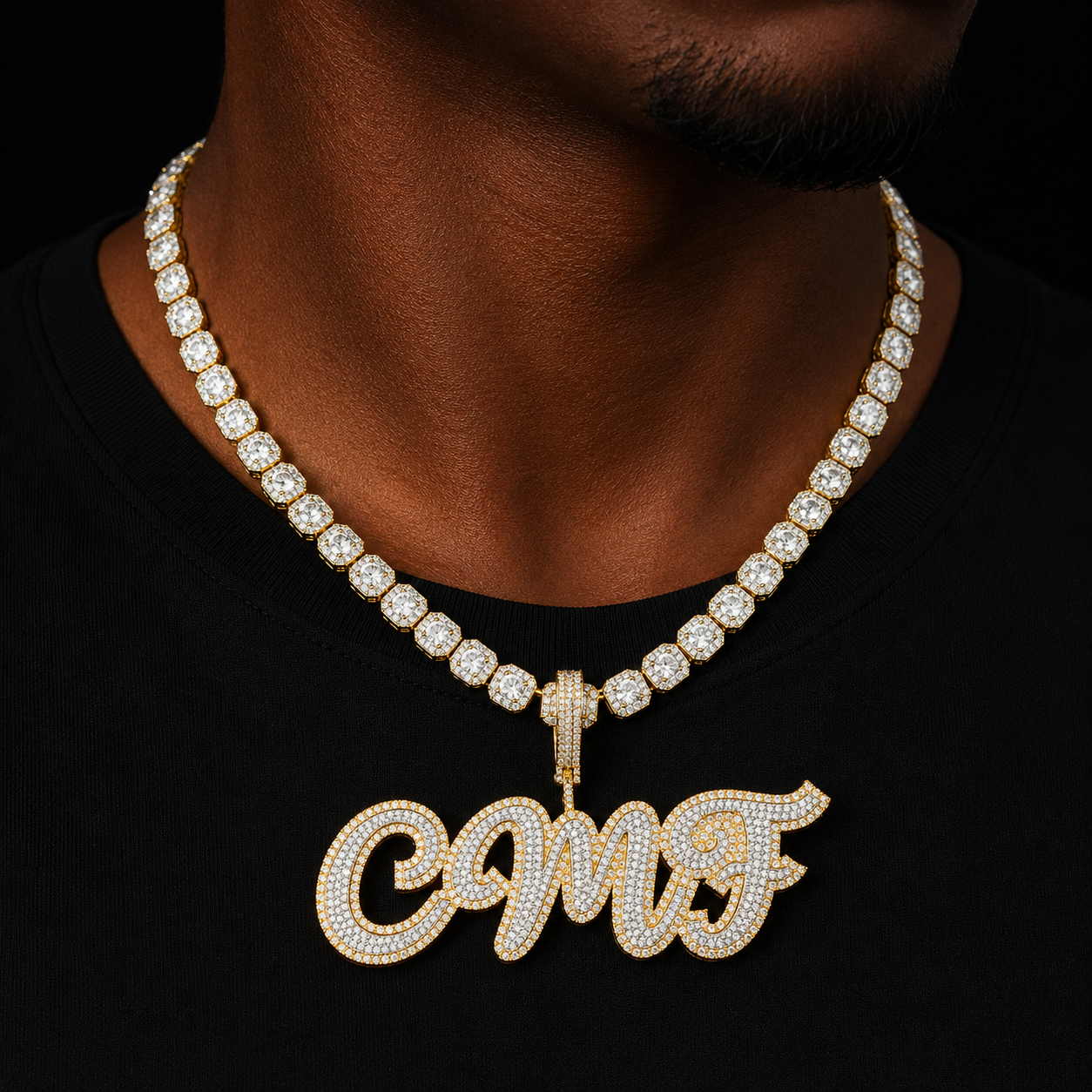 Bubble Letter Custom Name Necklace for Men Personalized Pendant Double Color Cursive Zircon Hip Hop Rock Fashion Jewelryy