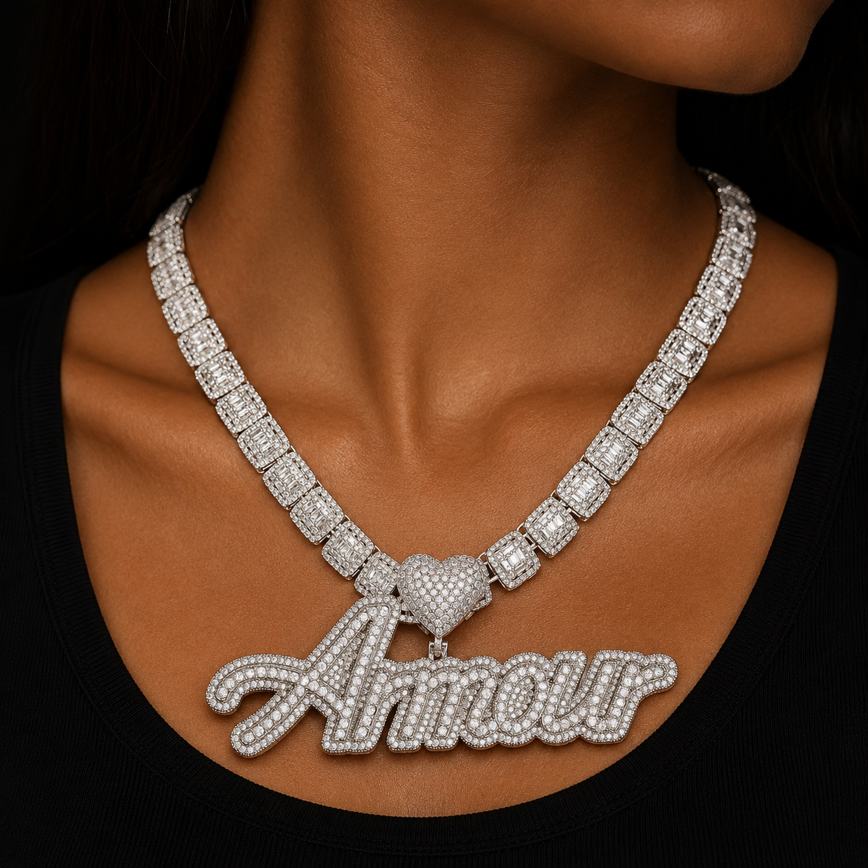 Bubble Letter Custom Name Necklace for Women Iced Out Pendant Charms Bling 2022 Trend Hip Hop Jewelry