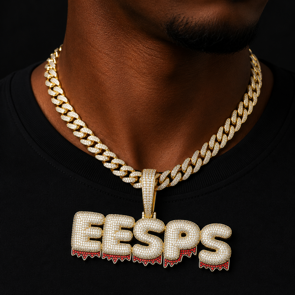Bubble Letter Custom Name Necklace for Men Red Drippy Personalized Pendants Zircon Hip Hop Jewelry Real Gold Plated Iced Out