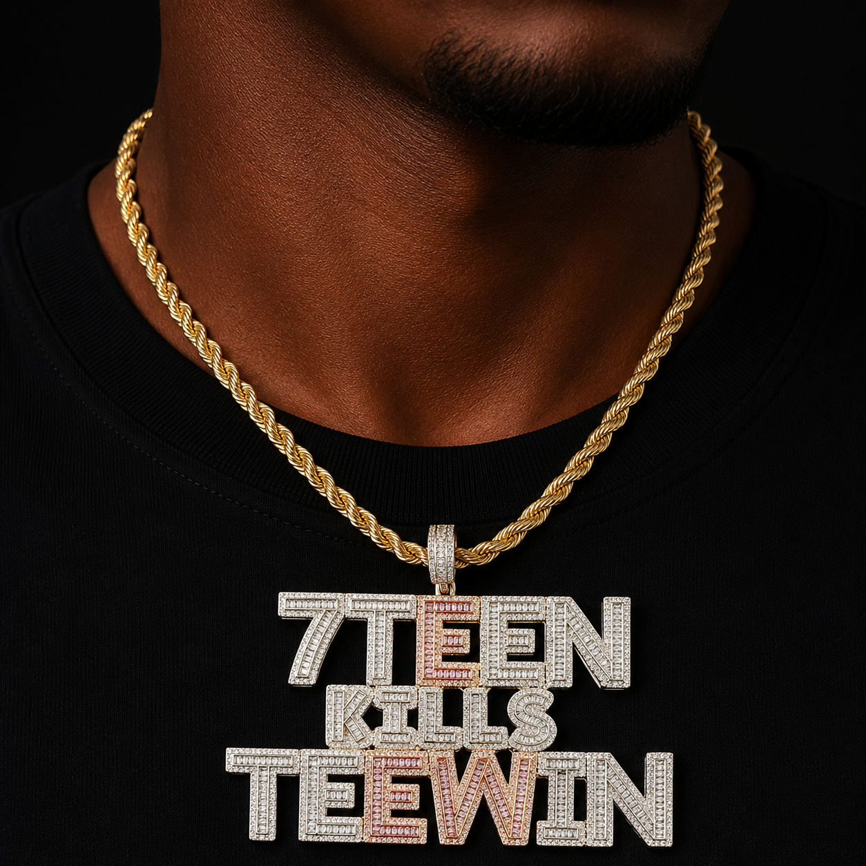 Bubble Letter Baguette Necklace for Men Custom Name Chain Personalized Pendant Real Gold Plated Hip Hop Rock Fashion Jewelry