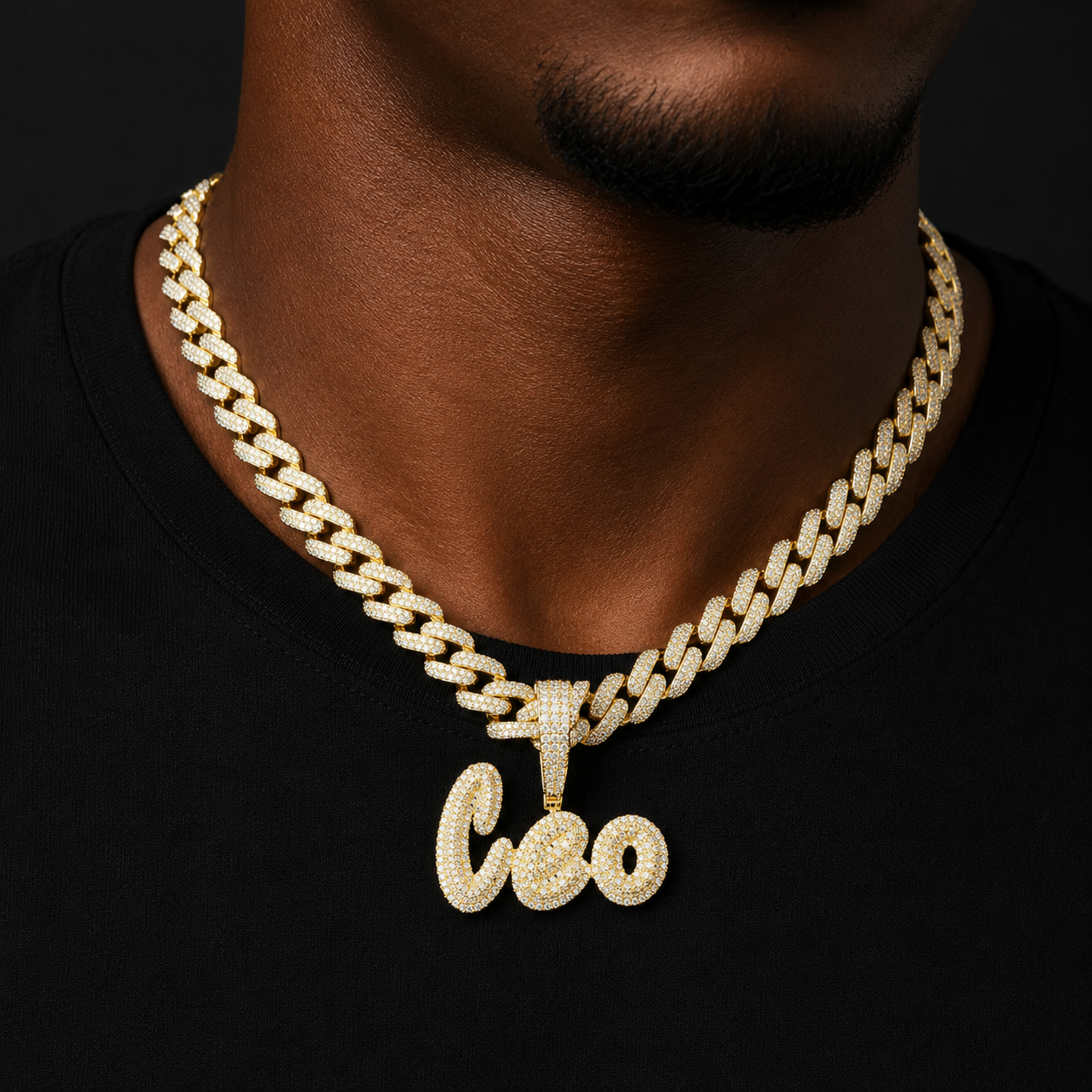 Bubble Letter Soild Back Bubble Letters Custom Name Pendants Necklaces Men's Zircon Hip Hop Jewelry
