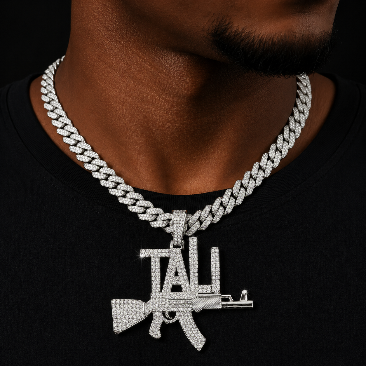 Custom Name Pendant Gun Jewelry for Men Hip Hop Rock Necklace