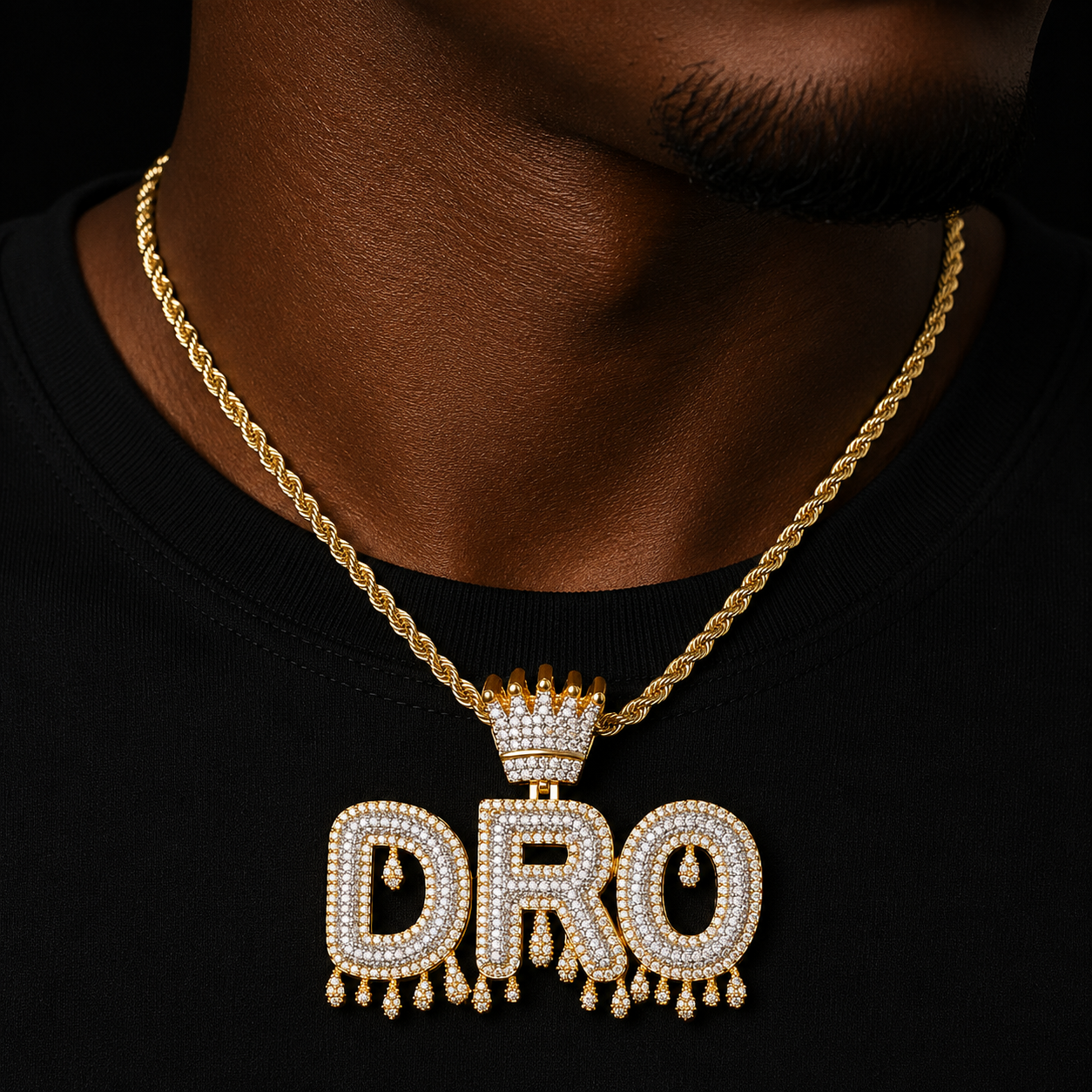 Bubble Letter Custom Name Necklaces for Men Personalized Pendant Cubic Zircon Iced Out Charms Hip Hop Jewelry Crown Drippy