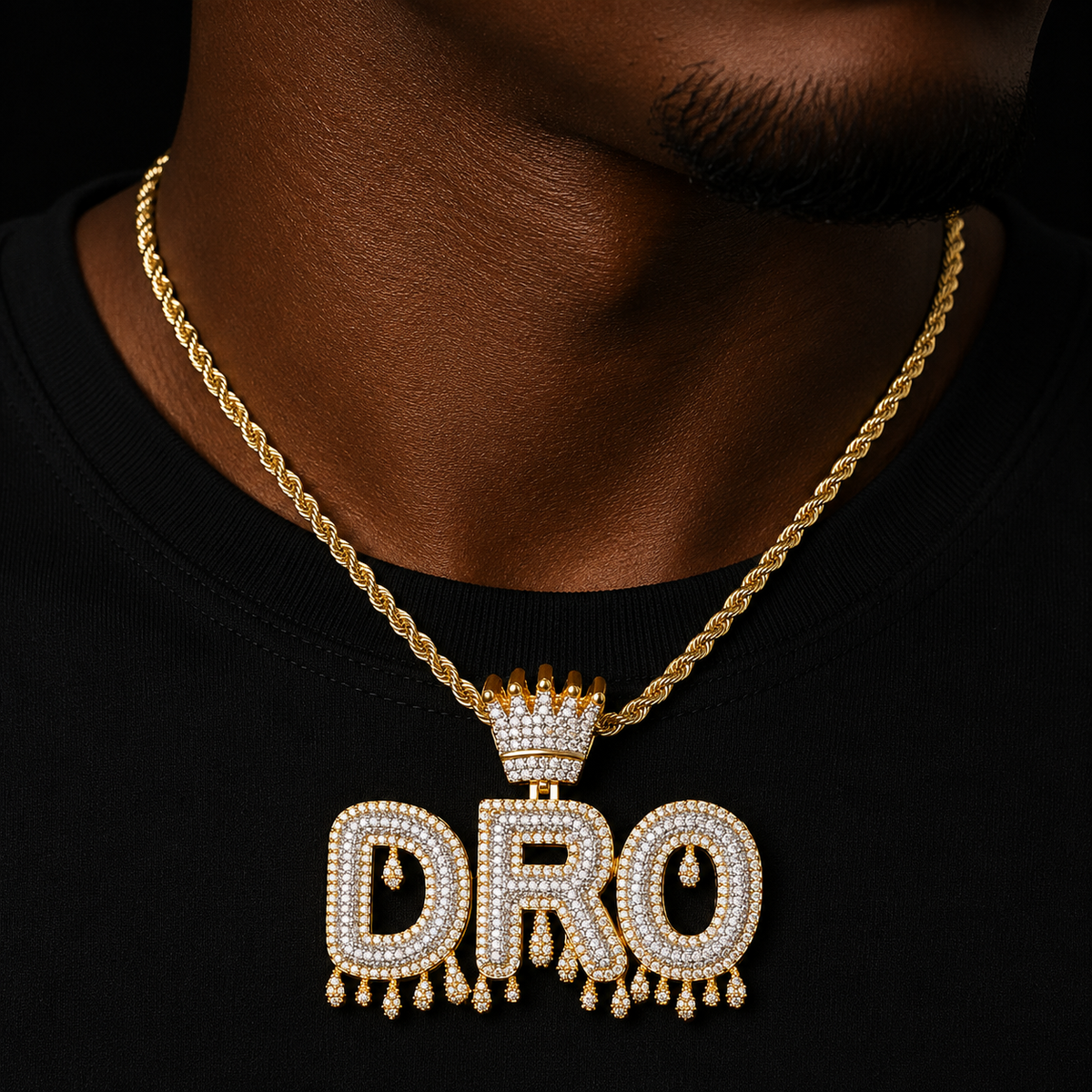 Bubble Letter Custom Name Necklaces for Men Personalized Pendant Cubic Zircon Iced Out Charms Hip Hop Jewelry Crown Drippy