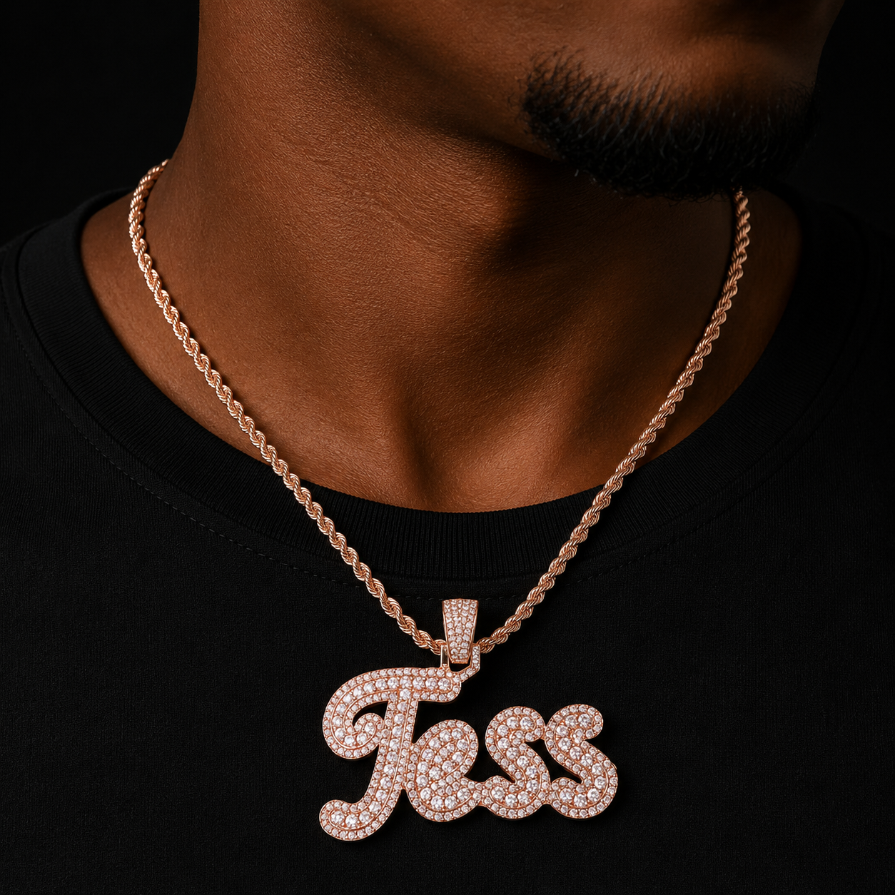 Bubble Letter Capital Cursive Custom Name Necklace for Men Personalized Pendant Zirconia Hip Hop Rock Rapper Chain Jewelry
