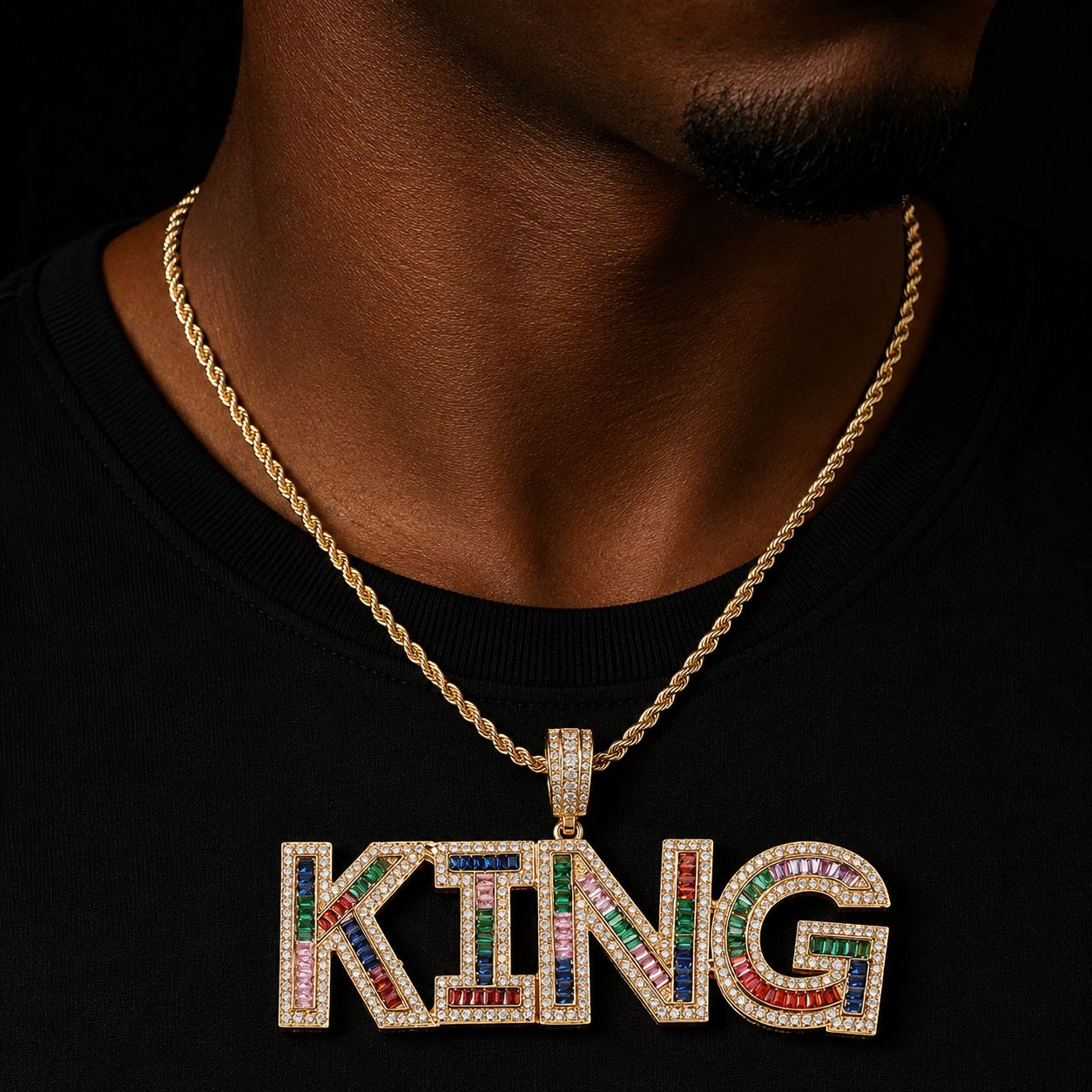 Bubble Letter Customized Name Necklace for Men Mixed Color Baguette Iced Out Pendant Real Gold Plated Hip Hop Rock Jewelry