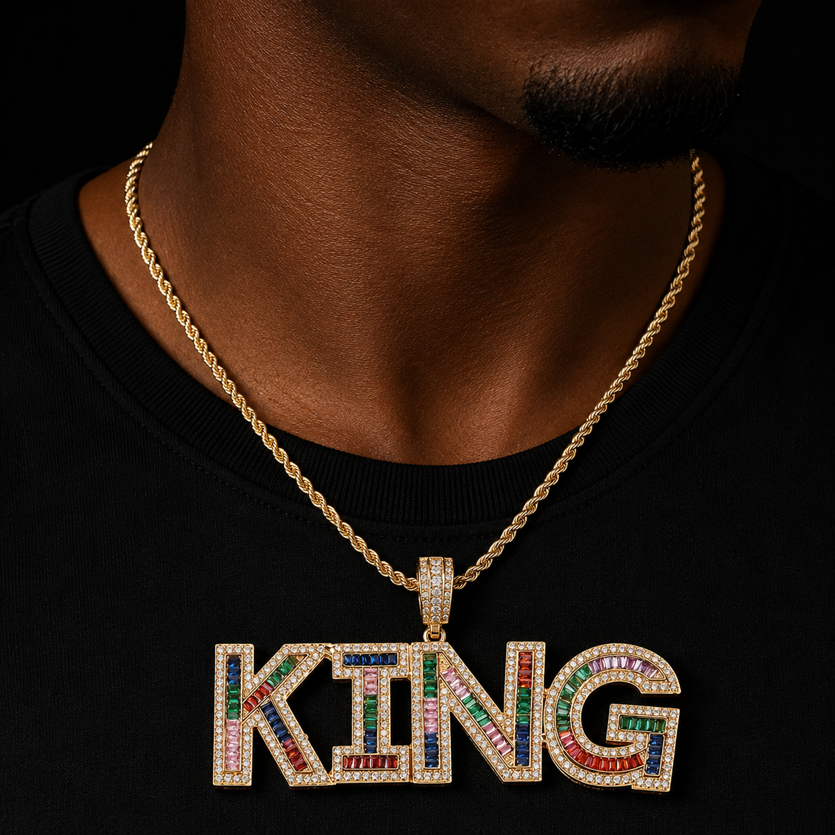 Bubble Letter Customized Name Necklace for Men Mixed Color Baguette Iced Out Pendant Real Gold Plated Hip Hop Rock Jewelry