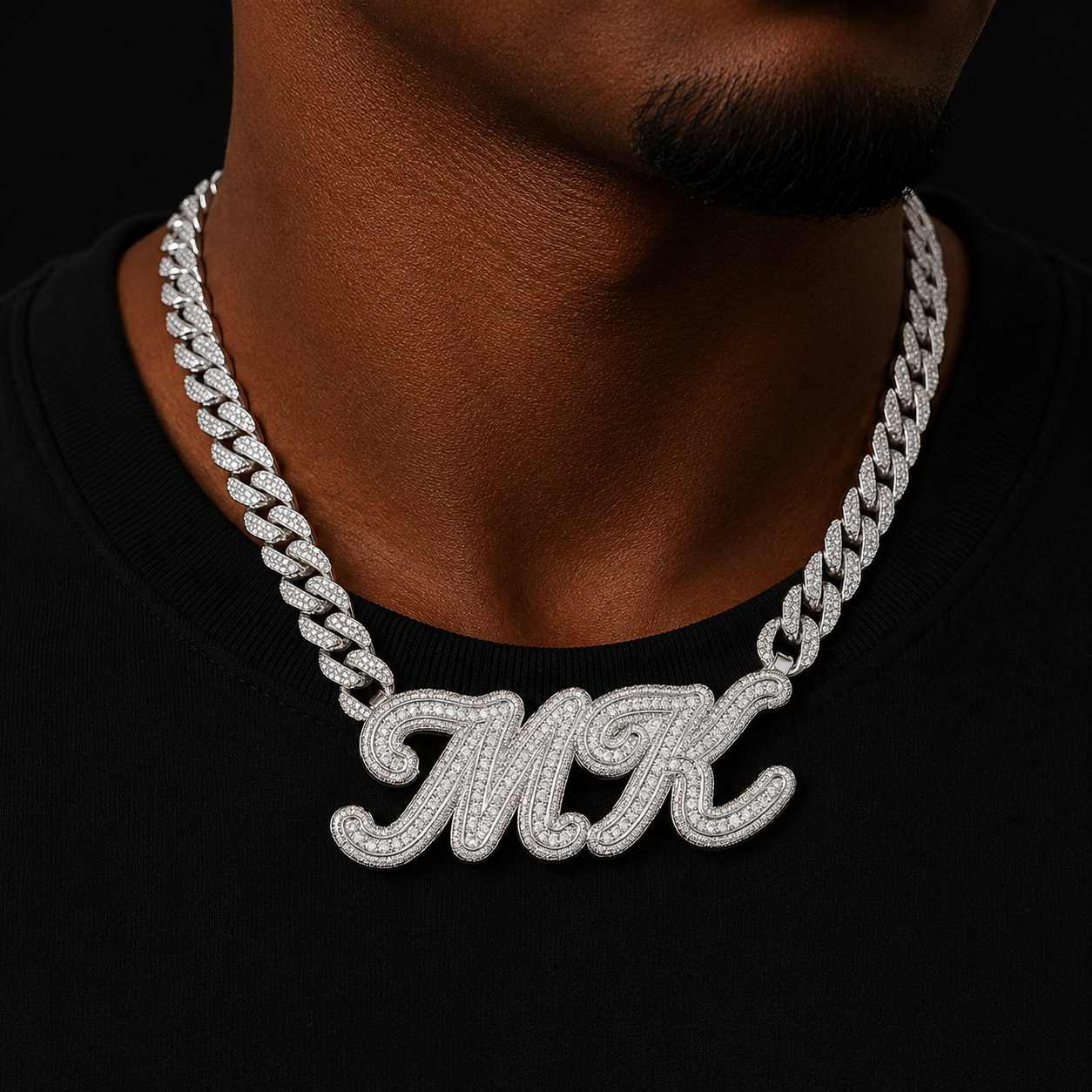 Bubble Letter Custom Pendant Baguette Name Plate Necklace Personalized Iced Out Cursive Hip Hop Jewelry