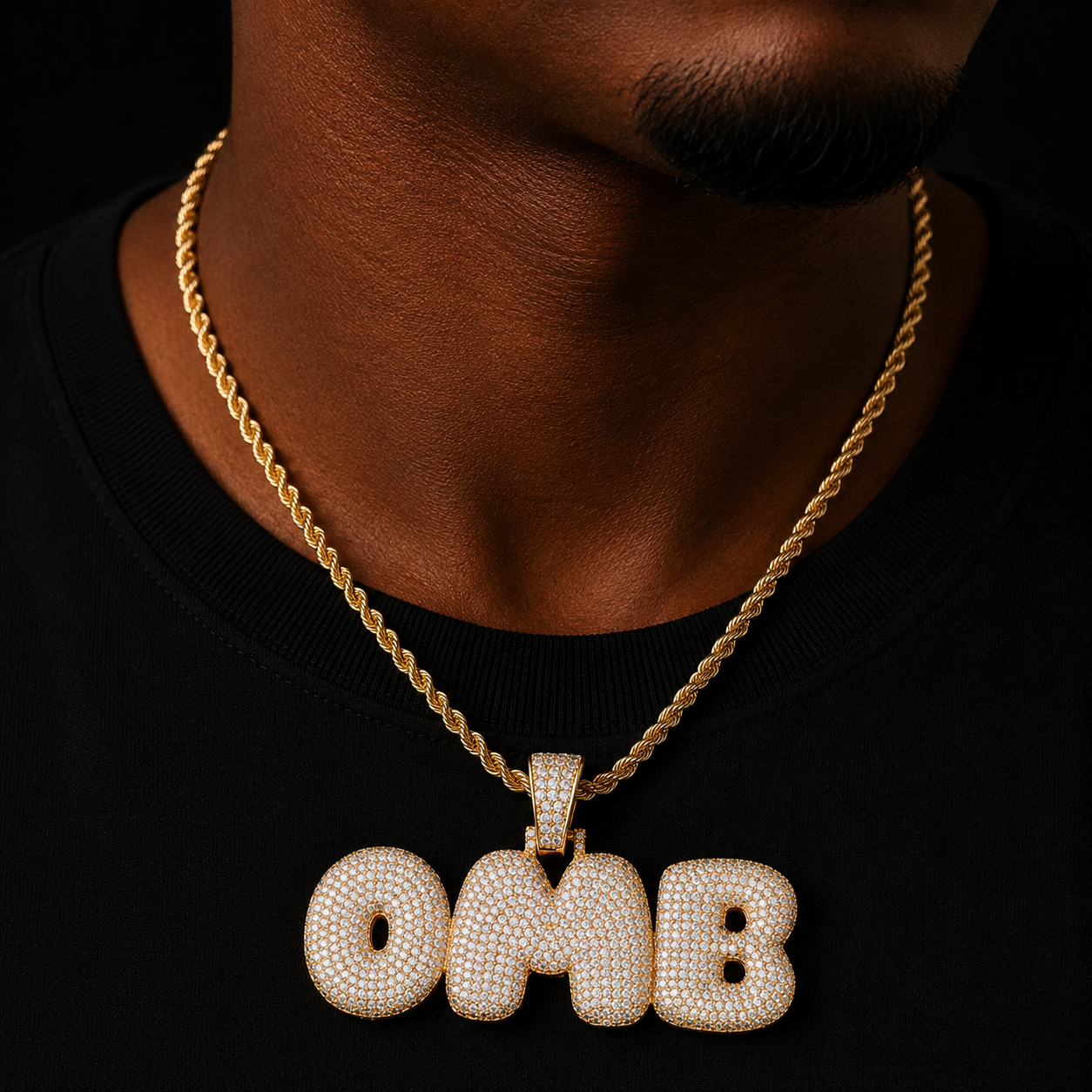 Bubble Letter Custom Name Necklaces for Men Personalized Pendant Zircon Hip Hop Jewelry Iced Out Real Gold Plated Charms