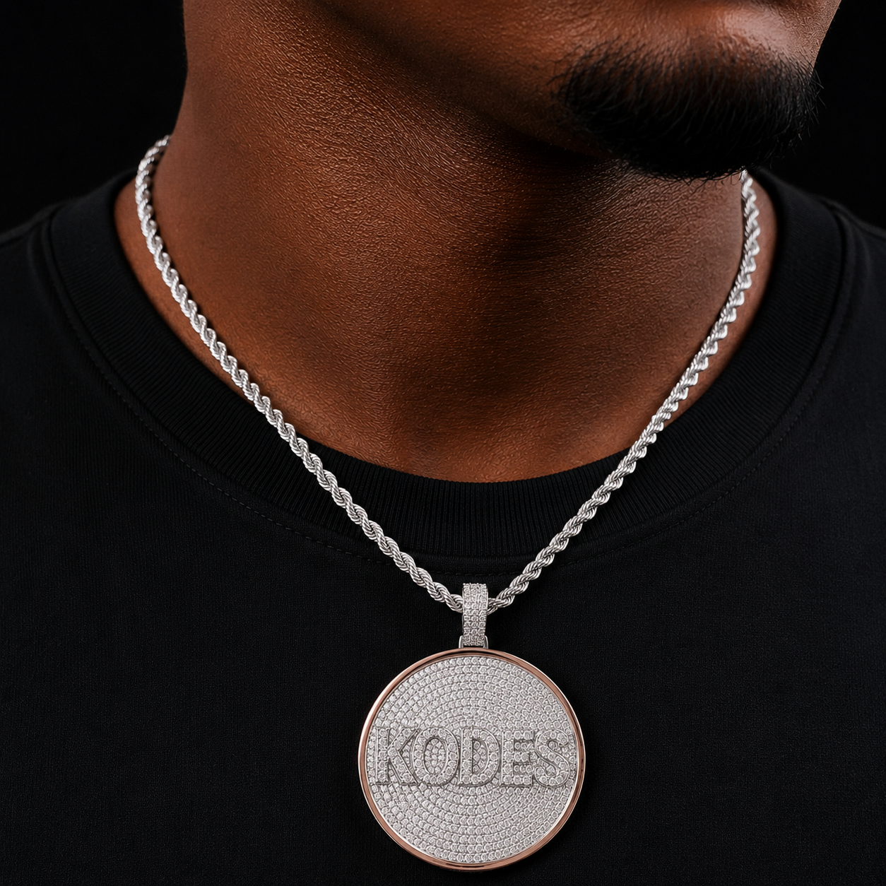 Custom Name Bubble Letter Pendant Big Circle Necklace Hip Hop Jewelry
