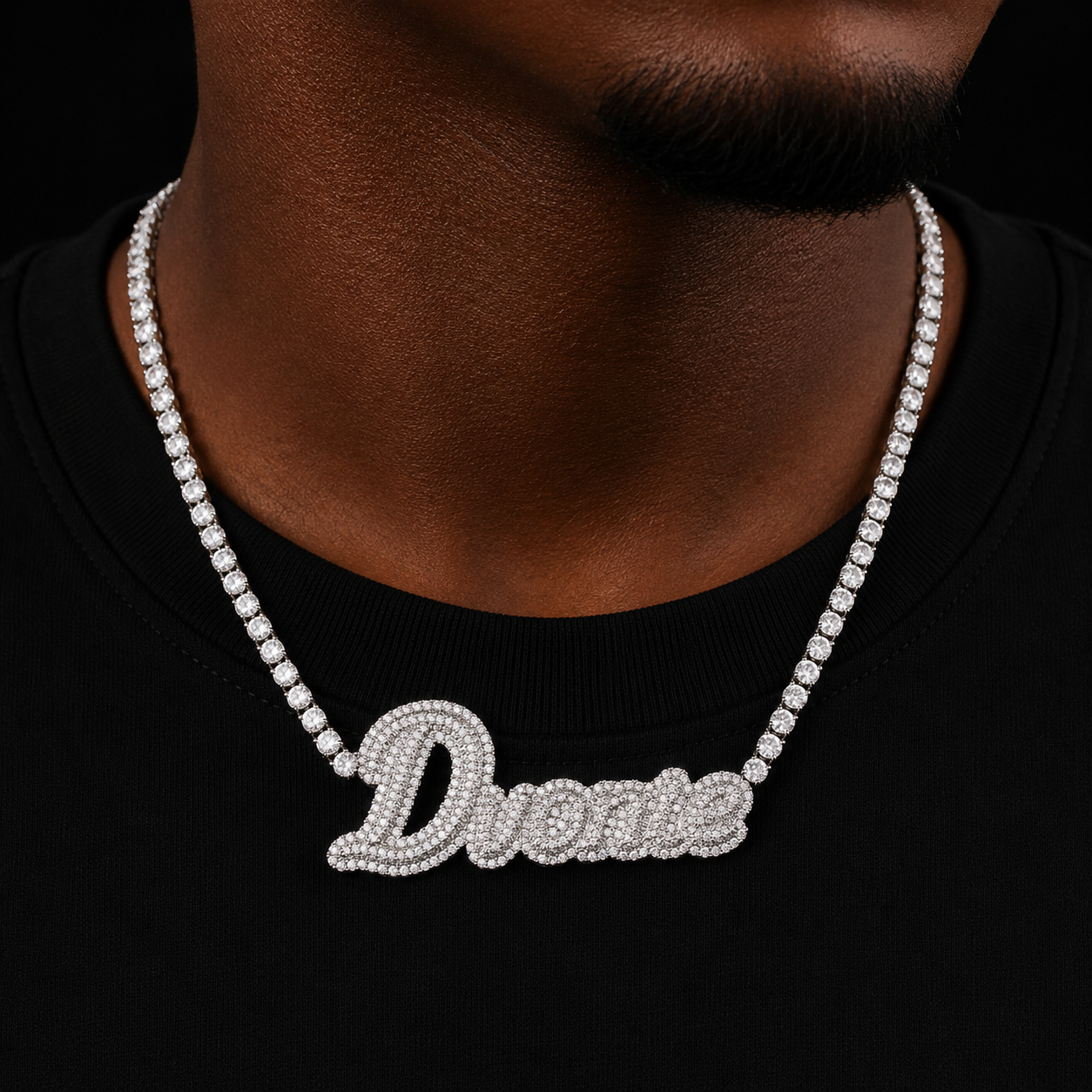 Bubble Letter Customized Necklace Tennis Chain Choker Real Gold Plated Hip Hop Jewelry Free Shipping Items