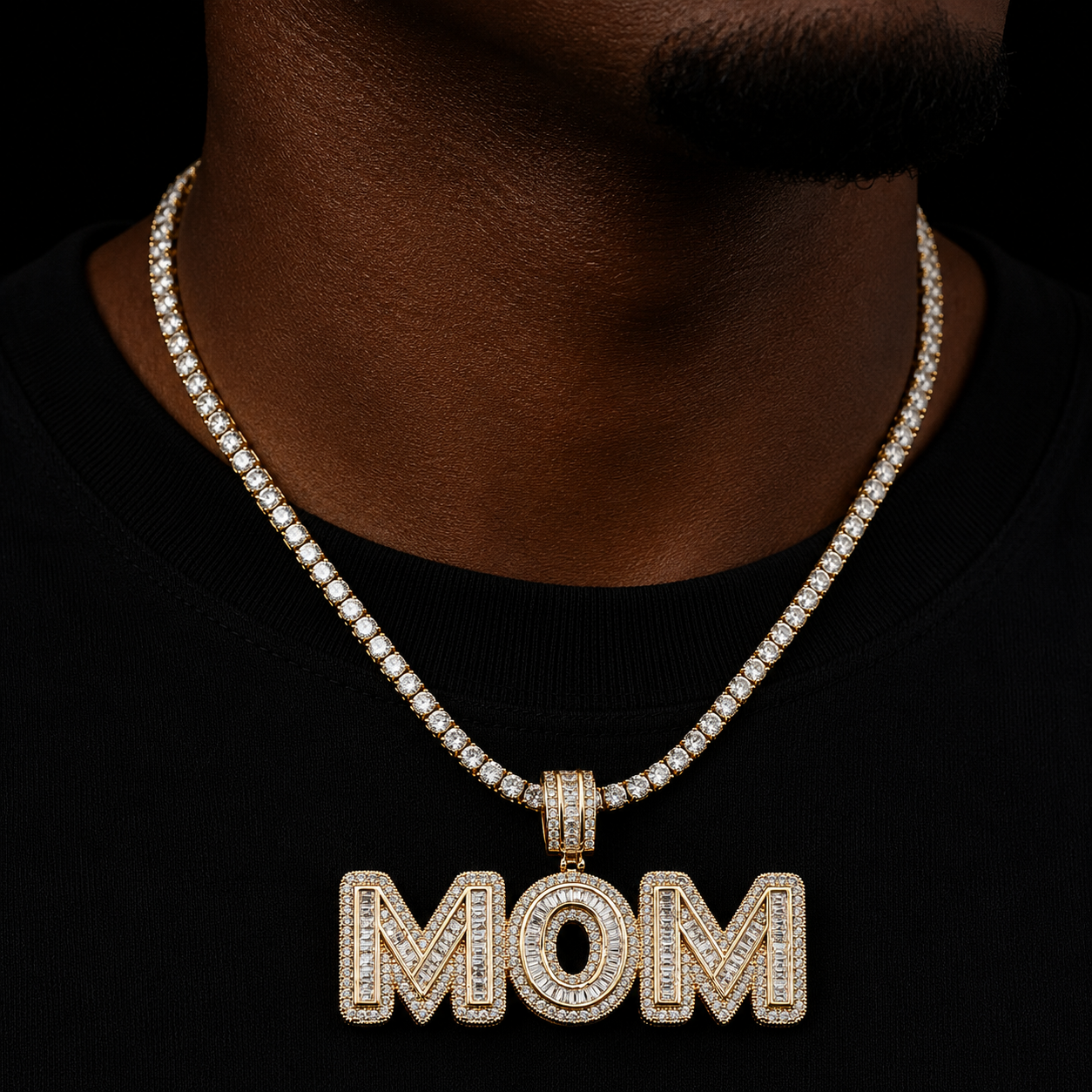 Bubble Letter Custom Name Necklace for Men Baguette Personazlied Pendant Real Gold Plated Hip Hop Jewelry