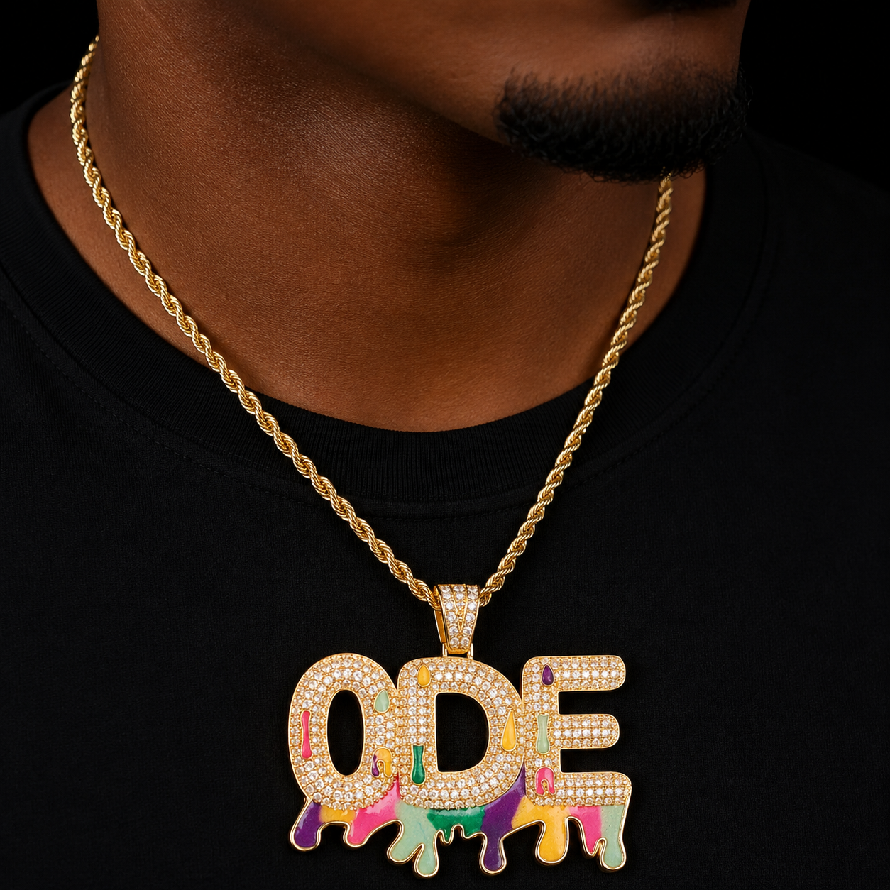 Bubble Letter Glow In Dark Custom Name Necklace for Men Iced Out Pendant Real Gold Plated Hip Hop Fashion Jewelry Bling