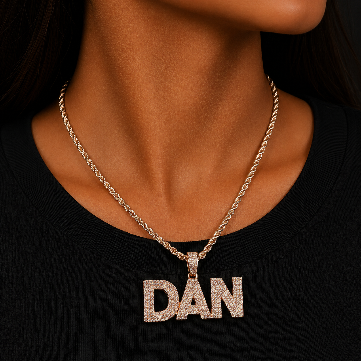 Bubble Letter Personalized Pendant for Women Custom Name Necklace Real Gold Plated Hip Hop Jewelry