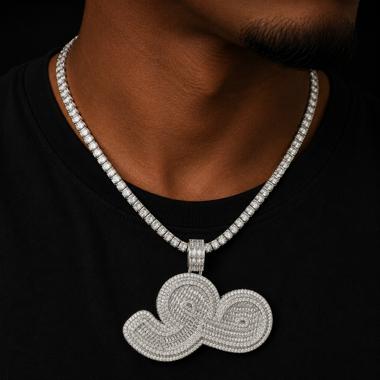 Bubble Letter Arabic Language Custom Name Necklace for Men Baguette Personalized Pendant Iced Out Charm Hip Hop Fashion Jewelry