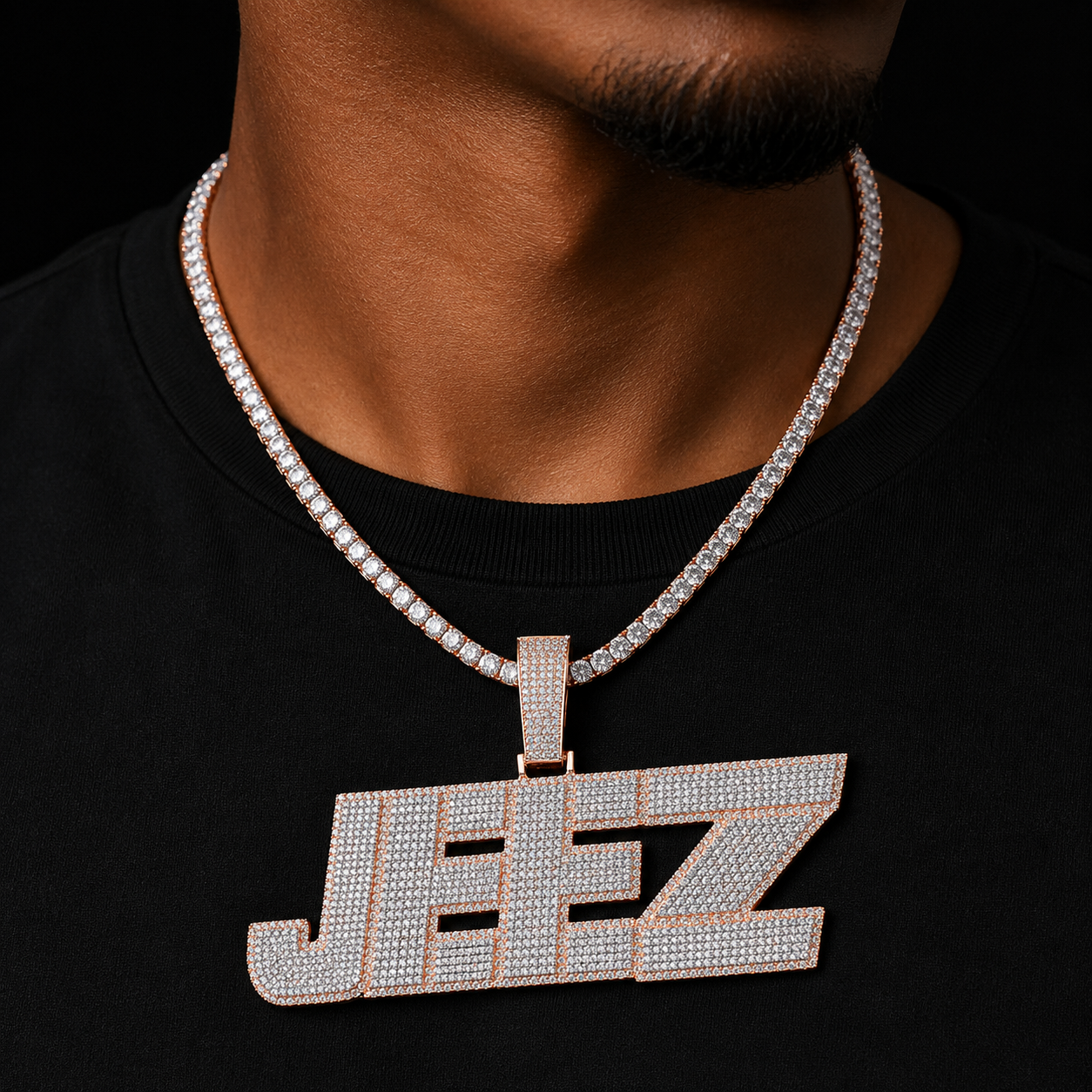 Bubble Letter Iced Out Personalized Pendant Custom Name Necklace for Men Two Tone Hip Hop Fashion Jewelry