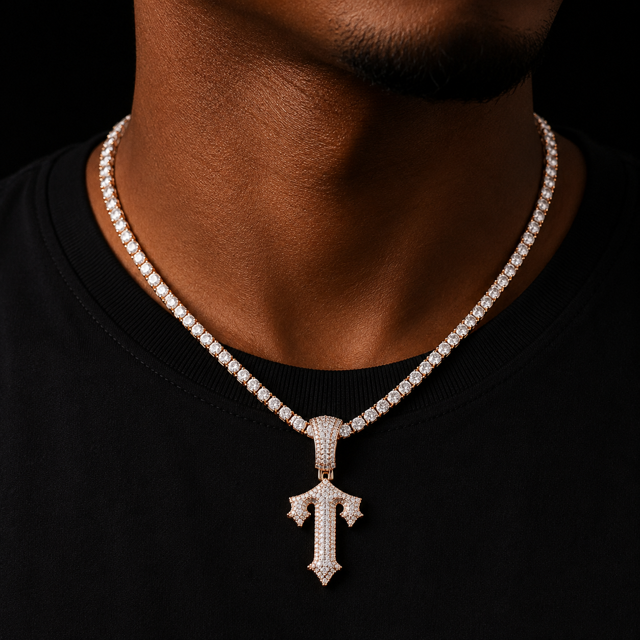 Bubble Letter Jewelry Trap Rapper Star Initial Single Necklace Men Iced Out Pendant Real Gold Plated Hip Hop Rock Street Charms