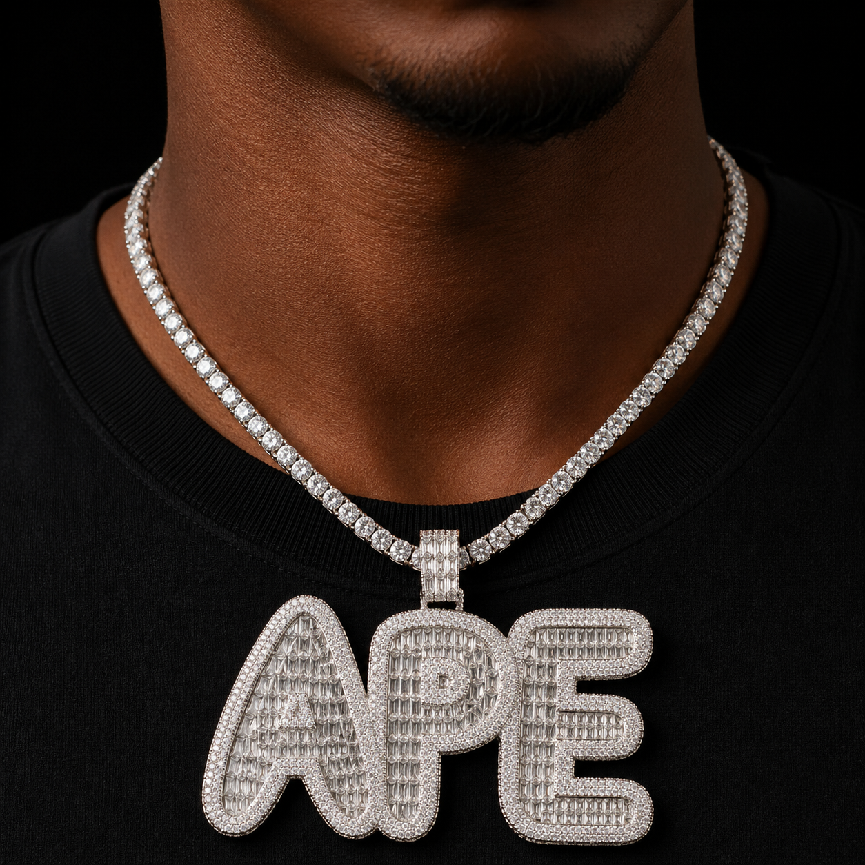 Bubble Letter Custom Name Pendant Men Hip Hop Necklace Iced Out Zircon Personalized Silver Color Chain Charms Luxulry Jewelry