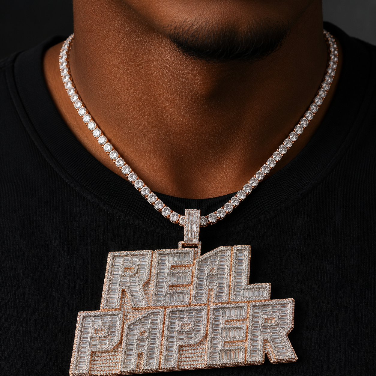 Bubble Letter Two Tone Layers Customized Jewelry Name Plated Personalized Necklace for Men Baguette Iced Out Pendant Hip Hop Jew
