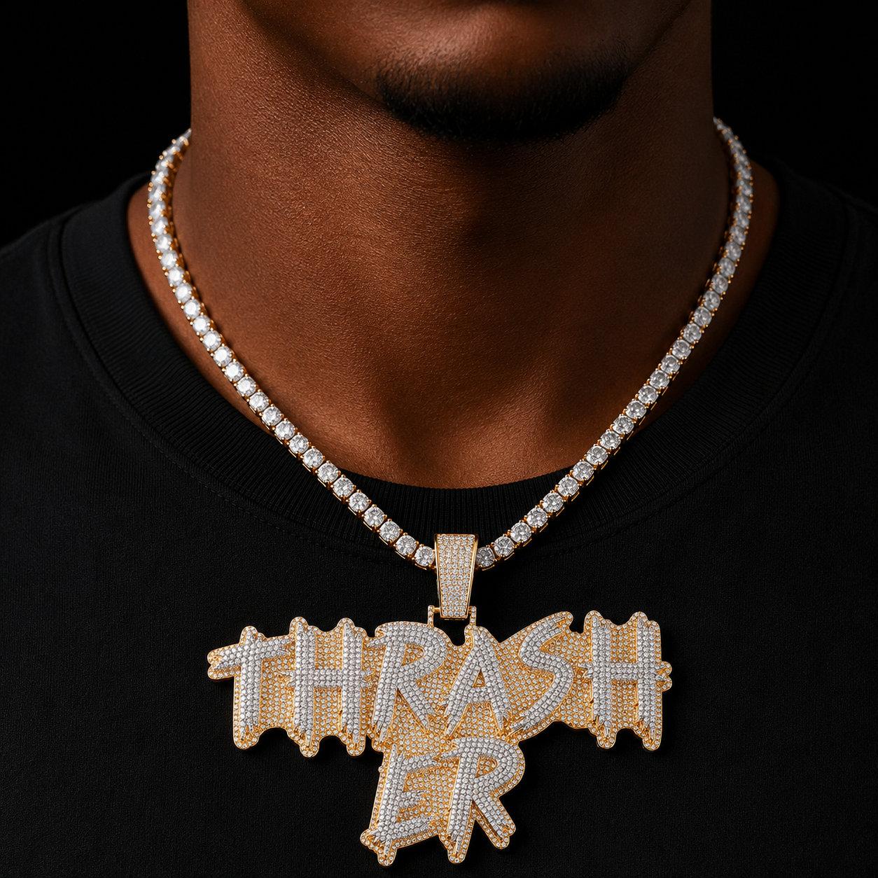 Bubble Letter Customized Pendant Iced Out Personalized Name Necklace for Men Solid Back Symbol Number Charms Hip Hop Jewelry