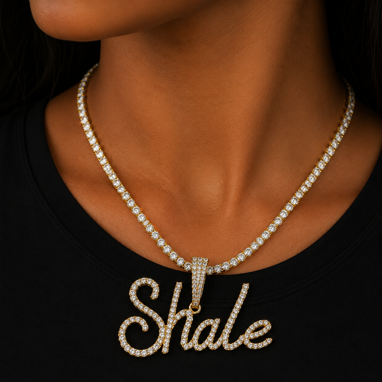 Bubble Letter Jewelry Custom Name Chain for Women Tiny Cursive Necklace Prong Setting Personalized Pendant Hip Hop Fashion Charm