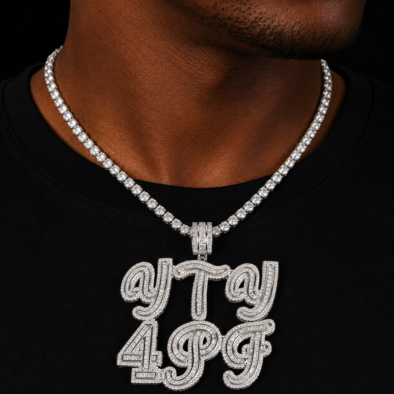 Bubble Letter Custom Name Necklace for Men Personalized Pendant Baguette Cursive Font Real Plated Jewelry Collares Hombre