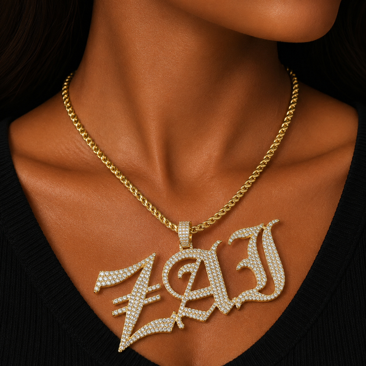 Bubble Letter Old Vintage English Font Customized Name Necklace for Women Personalized Cursive Pendant Hip Hop Jewelry