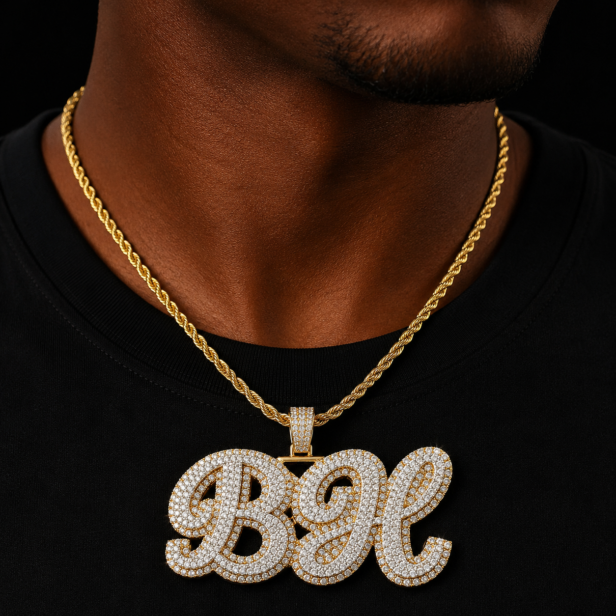 Bubble Letter Jewelry Iced Out Pendant Customized Name Necklace for Men Double Color Hip Hop Fashion Charms