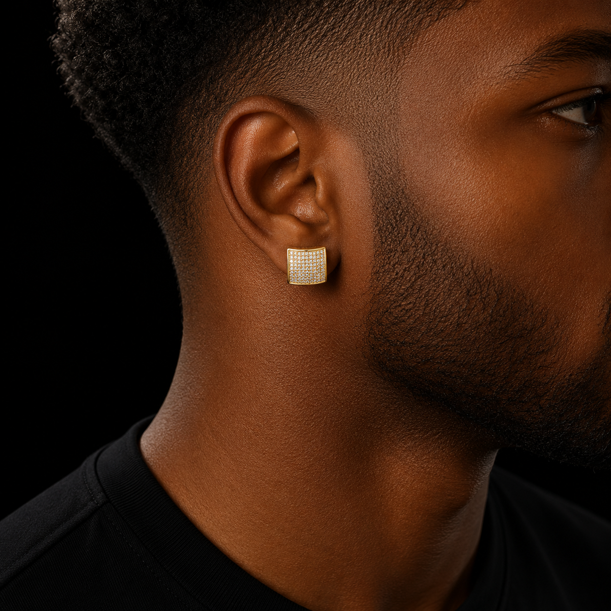 12MM Square Men Women Stud Earring Gold Color Iced Cubic Zircon Screw Back Earrings Hip Hop Jewelry